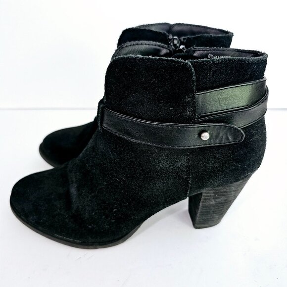 Crown Vintage Black Ankle Boots 8.5M Leather Block Heel‎ Womens Liberty《974》B - Picture 3 of 9